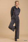 Black Downtown Nights Acid Wash Jumpsuit