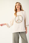 Beige Spread Love Peace Top