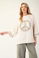 Beige Spread Love Peace Top