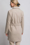 Oatmeal Wrap Coat With Tie & Pockets