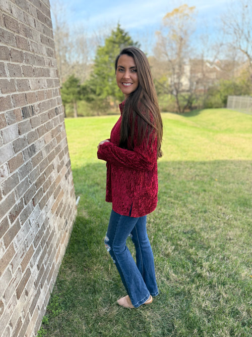 Wine Holiday Crush Velvet Top