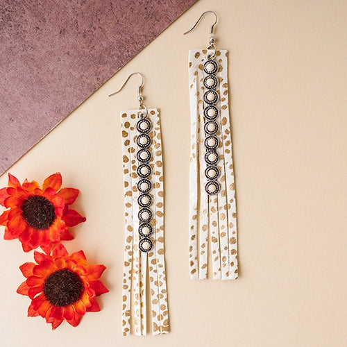 White Long Fringe Earrings