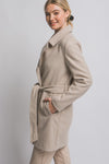 Oatmeal Wrap Coat With Tie & Pockets