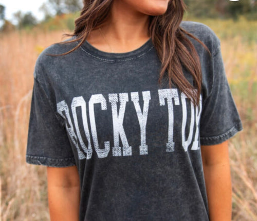 Black Rocky Top Acid Wash Tee