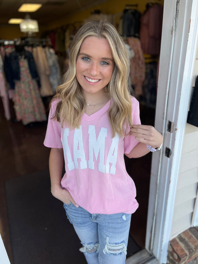 Lt Pink Mama Corded Top