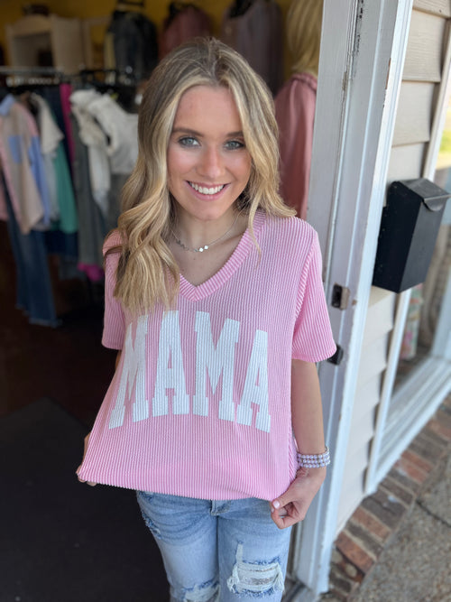 Lt Pink Mama Corded Top