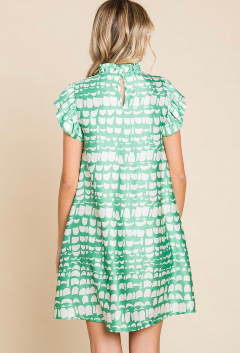 Green One Of A Kind Print Dress
