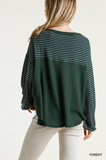 Forest Green Much Love Stripe Top