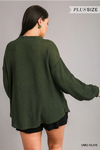 Olive Stay Awhile Waffle Knit Top