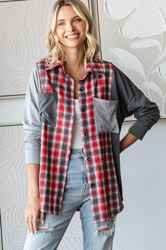 Grey Draw The Line Plaid Top