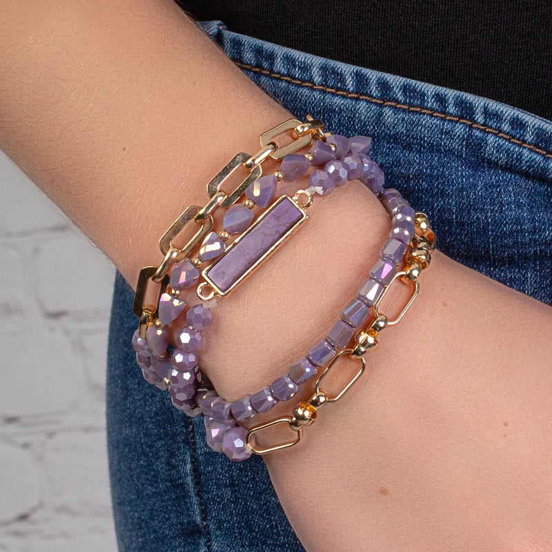 Purple Gold Bracelet Stack