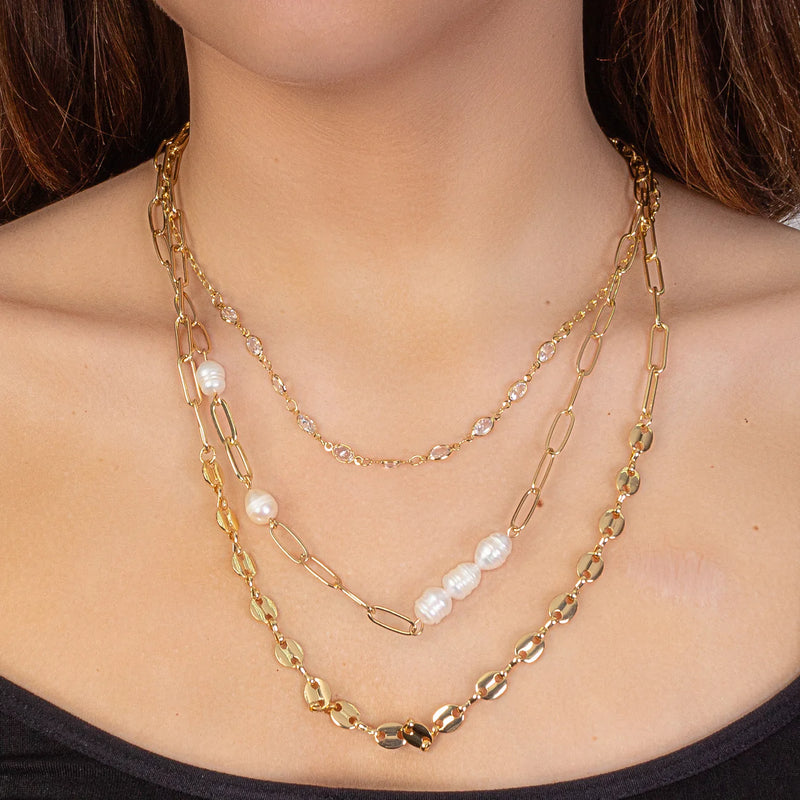 Gold White Layer Necklace
