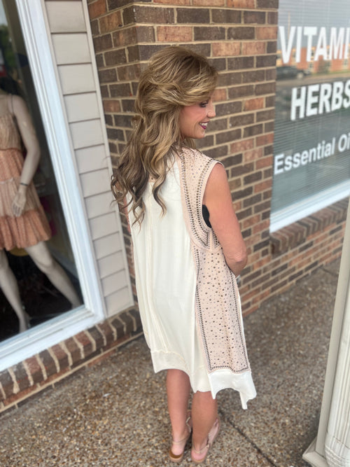 Beige Shine Bright Studded Vest