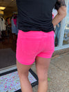 Hot Pink Neon Lights Hi Rise Cuffed Risen Shorts