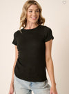 Black Take It Easy Runched Top