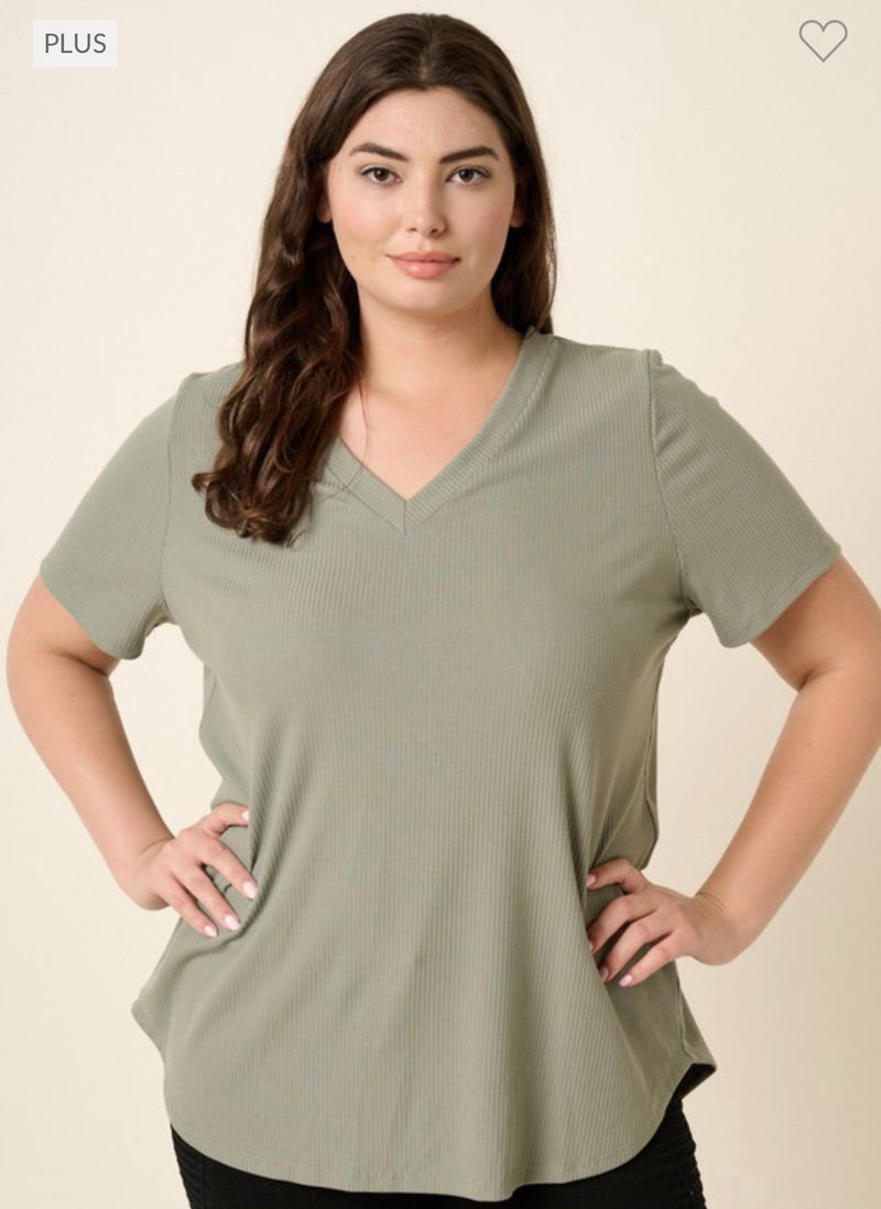 Sage Your Way Ribbed Top