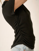 Black Take It Easy Runched Top