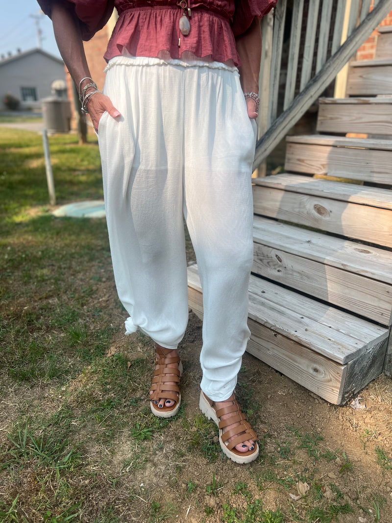 White Who Says Lined Pants