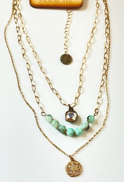 Blue Gold Layered Necklace