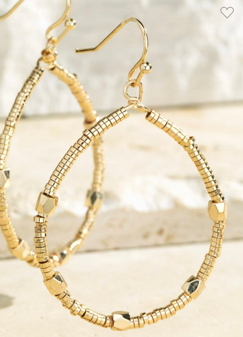 Brass Gold Beaded Earrings
