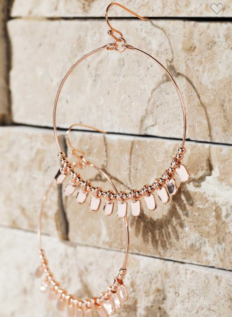 Rose Gold Bead Hoop Earring