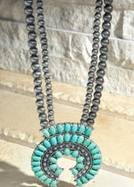 Turquoise Western Squash Blossom Necklace