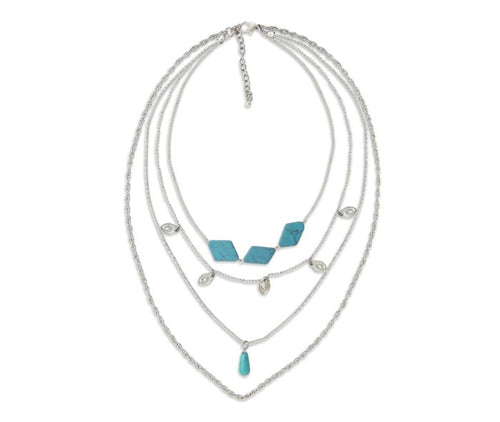 Silver Turquoise Layered Myra Necklace