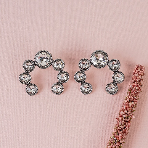 Silver Crystal Rhinestone Earrings
