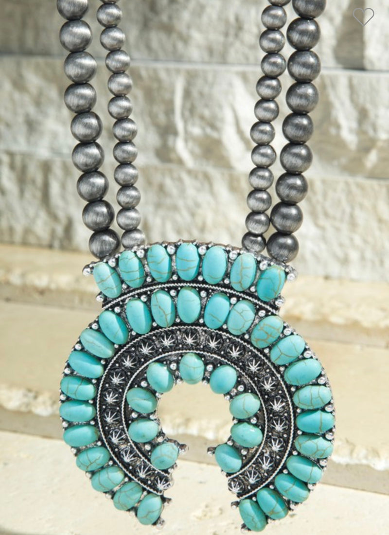 Turquoise Western Squash Blossom Necklace