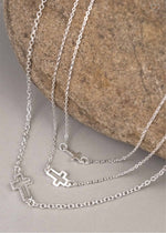 Silver Fabia Cross Layered Short Necklace