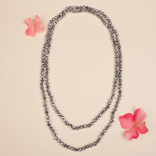 Silver Gunmetal Shimmer Bead Necklace