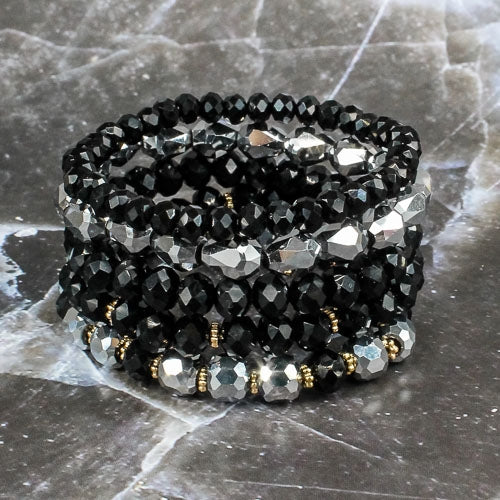 Black Beaded Bracelet Set