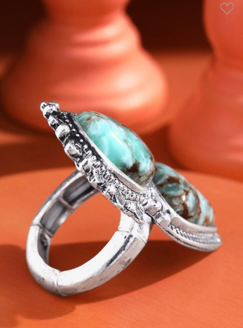Western Turquoise Stretchy Ring
