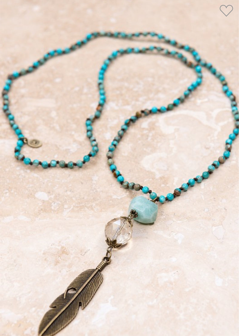Turquoise Jada Feather Long Necklaces