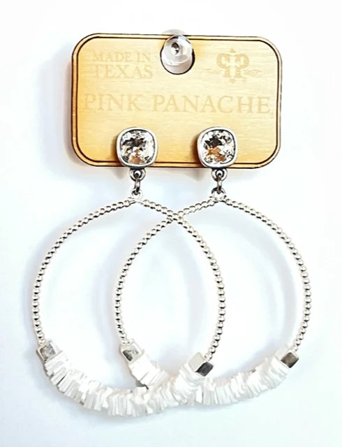 Silver White Hoop Earrings