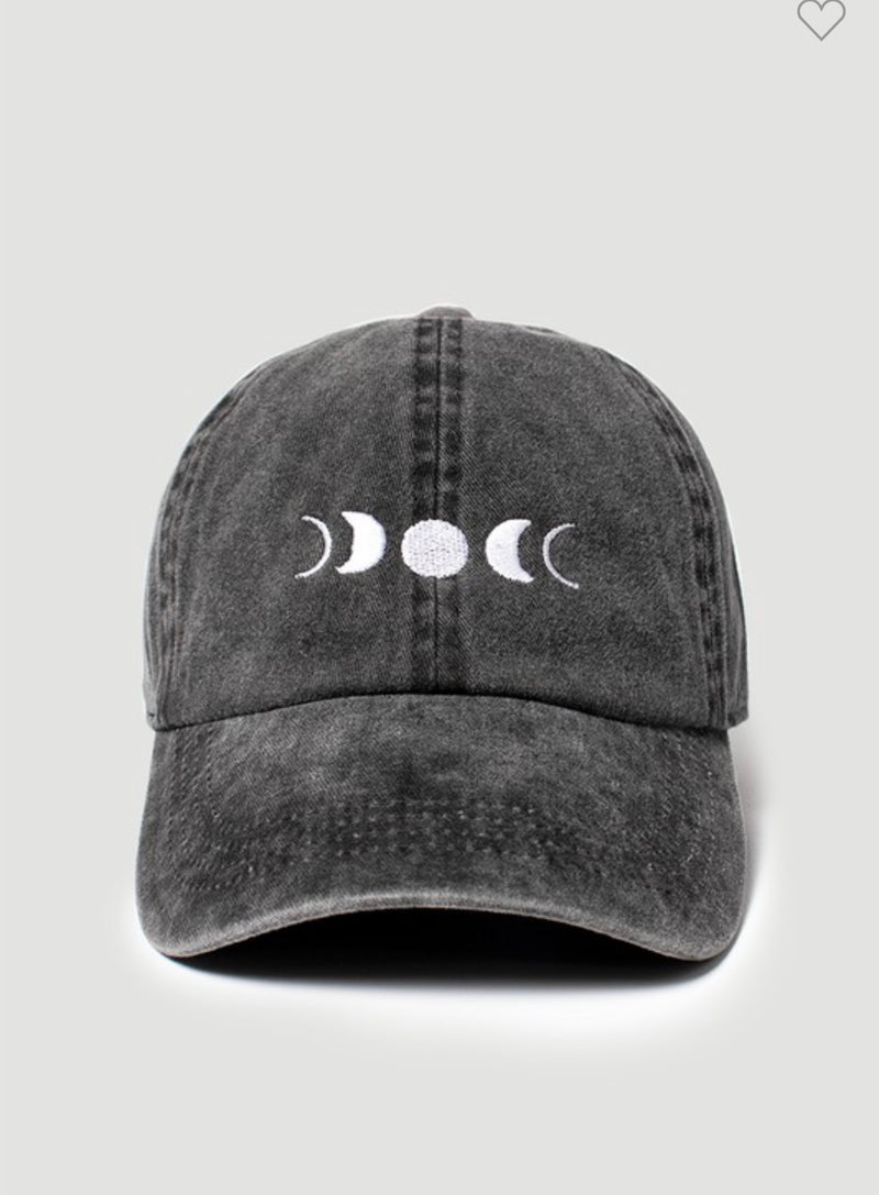 Black Moon Embroidery Baseball Cap