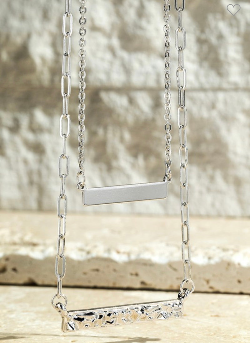 Silver Bar Layered Necklace