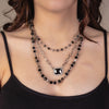 Silver Layered Black Pendent Necklace