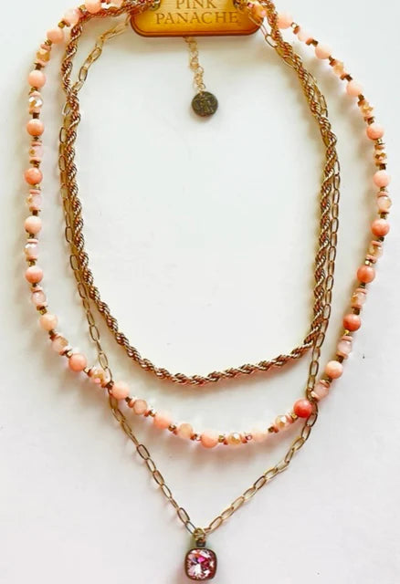 Pink Gold Layered Necklace