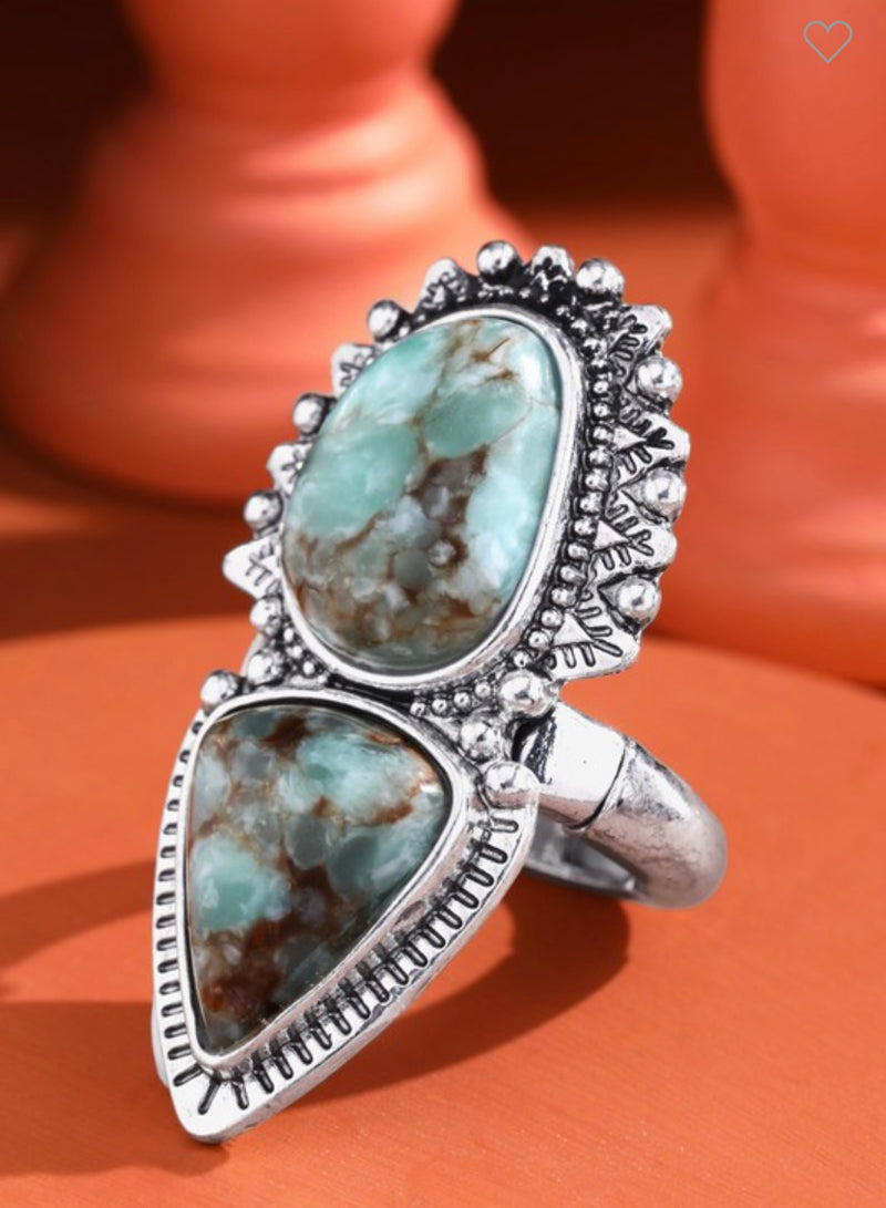 Western Turquoise Stretchy Ring